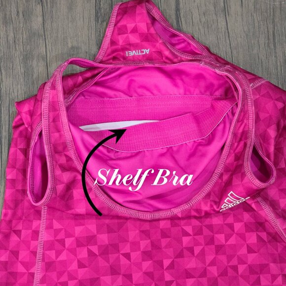 Adidas Racerback Tank ✦ S Pink Geometric Shelf Bra ✦ Activewear Top Lightweight - Picture 6 of 11